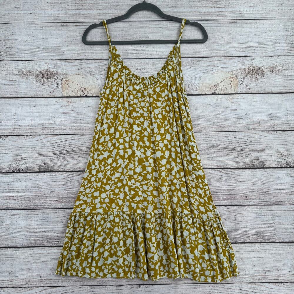 Bobeau Floral Tank Sun Mini Dress Womens S White Green Stretch Adjustable Strap